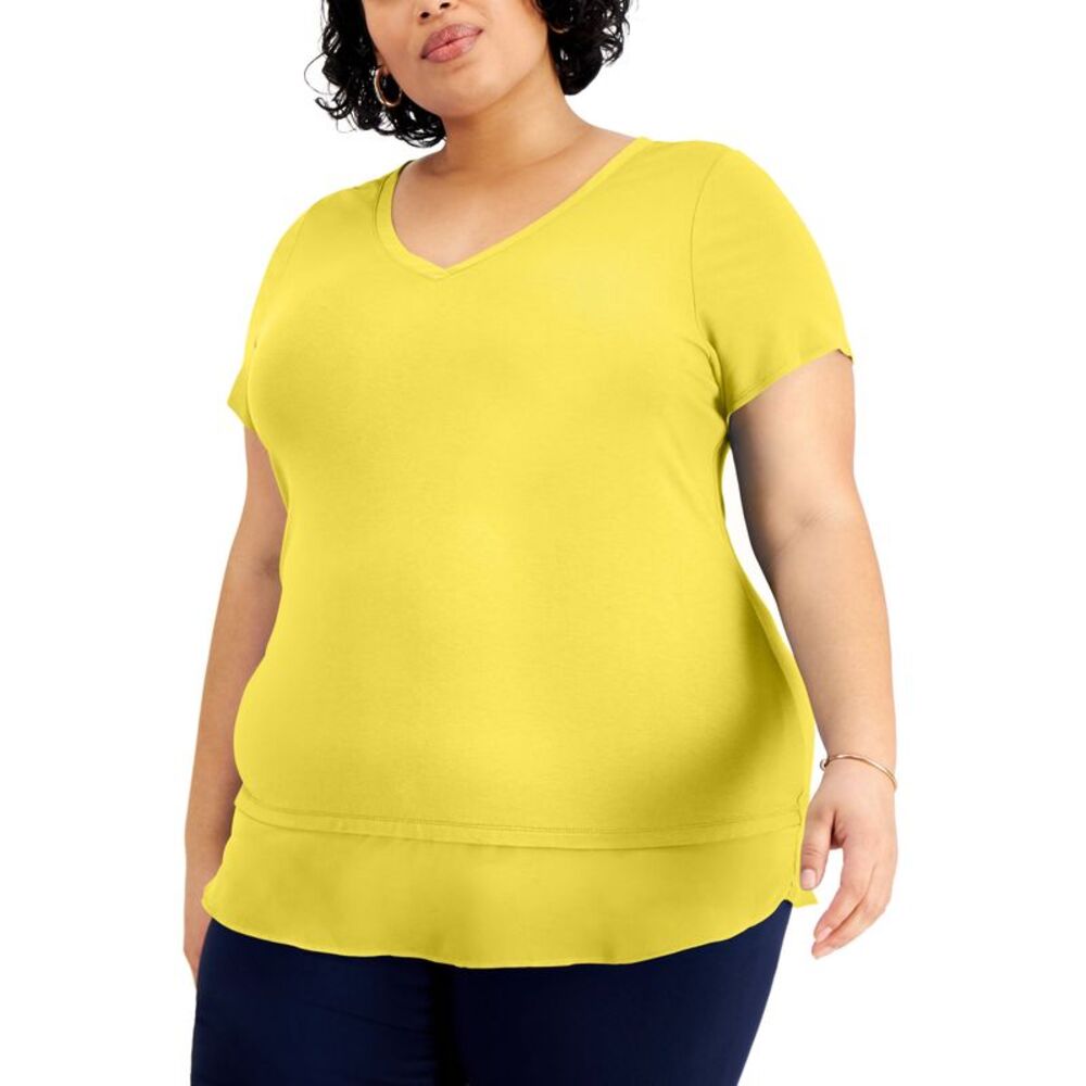 JM Collection Plus Size Layered Hem Top